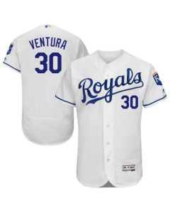Royals #30 Yordano Ventura White Flexbase Authentic Collection Stitched MLB Jersey