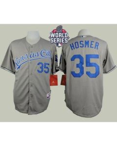 Royals #35 Eric Hosmer Grey Road Cool Base W/2015 World Series Patch Stitched MLB Jersey