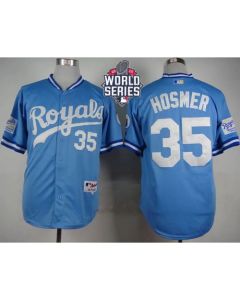 Royals #35 Eric Hosmer Light Blue 1985 Turn Back The Clock W/2015 World Series Patch Stitched MLB Jersey