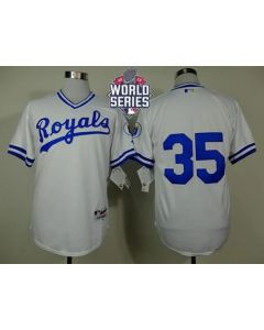 Royals #35 Eric Hosmer White 1974 Turn Back The Clock W/2015 World Series Patch Stitched MLB Jersey