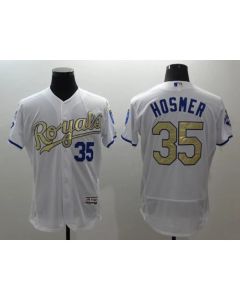 Royals #35 Eric Hosmer White 2015 World Series Champions Gold Program FlexBase Authentic Stitched MLB Jersey