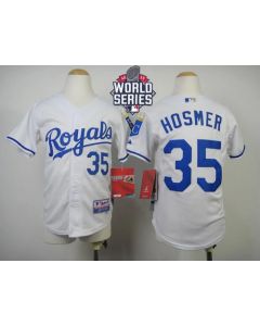 Royals #35 Eric Hosmer White Cool Base W/2015 World Series Patch Stitched Youth MLB Jersey