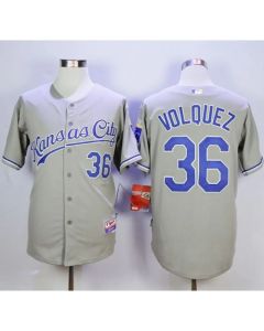 Royals #36 Edinson Volquez Grey Cool Base Road Stitched MLB Jersey