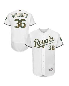 Royals #36 Edinson Volquez White Flexbase Authentic Collection 2016 Memorial Day Stitched MLB Jersey