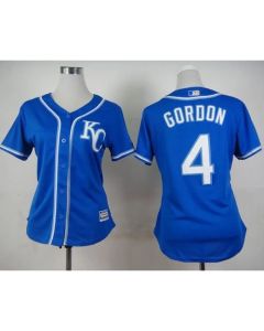 Royals #4 Alex Gordon Blue Alternate 2 Women's Stitched MLB Jersey