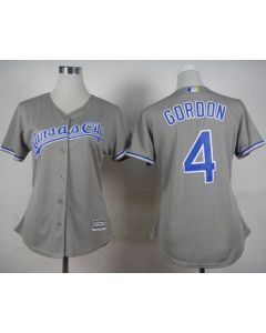 Royals #4 Alex Gordon Grey Road Women's Stitched MLB Jersey