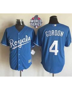 Royals #4 Alex Gordon Light Blue Alternate 1 New Cool Base W/2015 World Series Patch Stitched MLB Jersey