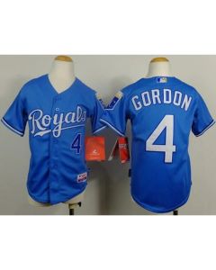 Royals #4 Alex Gordon Light Blue Cool Base Alternate 1 Stitched Youth MLB Jersey
