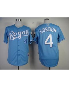 Royals #4 Alex Gordon Light Blue Cool Base Stitched MLB Jersey