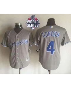 Royals #4 Alex Gordon New Grey Cool Base W/2015 World Series Patch Stitched MLB Jersey