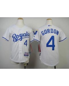 Royals #4 Alex Gordon White Cool Base Stitched Youth MLB Jersey
