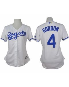 Royals #4 Alex Gordon White Home Women's Stitched MLB Jersey