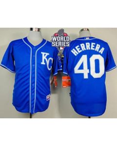 Royals #40 Kelvin Herrera Light Blue Alternate 2 Cool Base W/2015 World Series Patch Stitched MLB Jersey