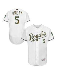 Royals #5 George Brett White Flexbase Authentic Collection 2016 Memorial Day Stitched MLB Jersey