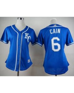 Royals #6 Lorenzo Cain Blue Alternate 2 Women's Stitched MLB Jersey
