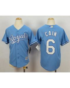 Royals #6 Lorenzo Cain Blue Cool Base Alternate 1 Stitched Youth MLB Jersey