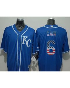 Royals #6 Lorenzo Cain Blue USA Flag Fashion Stitched MLB Jersey