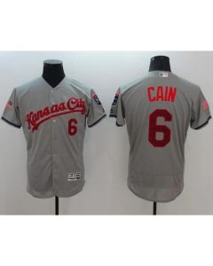 Royals #6 Lorenzo Cain Grey Fashion Stars & Stripes Flexbase Authentic Stitched MLB Jersey