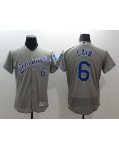 Royals #6 Lorenzo Cain Grey Flexbase Authentic Collection Stitched MLB Jersey