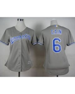 Royals #6 Lorenzo Cain Grey Road Women's Stitched MLB Jersey