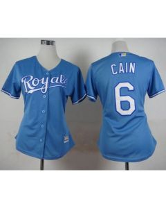 Royals #6 Lorenzo Cain Light Blue Alternate 1 Women's Stitched MLB Jersey
