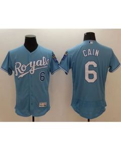Royals #6 Lorenzo Cain Light Blue Flexbase Authentic Collection Stitched MLB Jersey