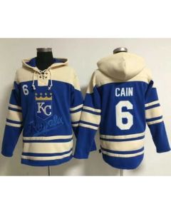 Royals #6 Lorenzo Cain Light Blue Sawyer Hooded Sweatshirt MLB Hoodie