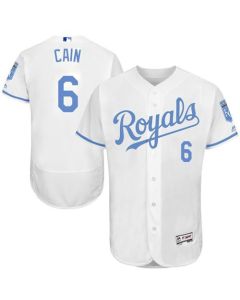 Royals #6 Lorenzo Cain White Flexbase Authentic Collection 2016 Father's Day Stitched MLB Jersey