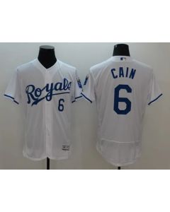 Royals #6 Lorenzo Cain White Flexbase Authentic Collection Stitched MLB Jersey
