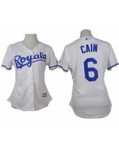 Royals #6 Lorenzo Cain White Home Women's Stitched MLB Jersey