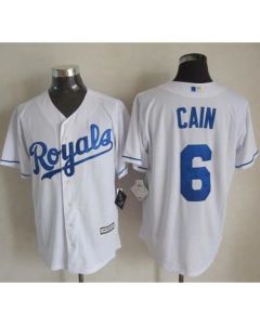 Royals #6 Lorenzo Cain White New Cool Base Stitched MLB Jersey
