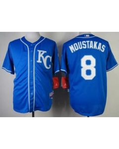 Royals #8 Mike Moustakas Blue Alternate 2 Cool Base Stitched MLB Jersey