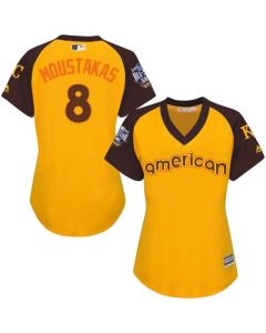 Royals #8 Mike Moustakas Gold 2016 All-Star American League Women's Stitched MLB Jersey