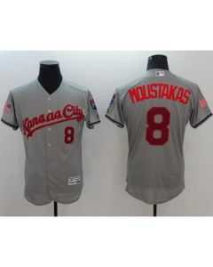 Royals #8 Mike Moustakas Grey Fashion Stars & Stripes Flexbase Authentic Stitched MLB Jersey