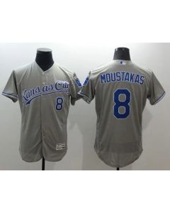 Royals #8 Mike Moustakas Grey Flexbase Authentic Collection Stitched MLB Jersey