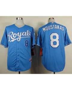Royals #8 Mike Moustakas Light Blue Alternate 1 Cool Base Stitched MLB Jersey