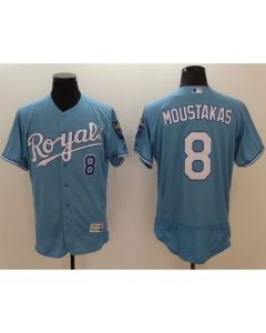Royals #8 Mike Moustakas Light Blue Flexbase Authentic Collection Stitched MLB Jersey