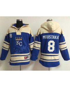 Royals #8 Mike Moustakas Light Blue Sawyer Hooded Sweatshirt MLB Hoodie