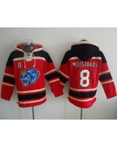 Royals #8 Mike Moustakas Red Sawyer Hooded Sweatshirt MLB Hoodie