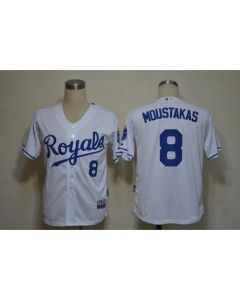 Royals #8 Mike Moustakas White Cool Base Stitched MLB Jersey