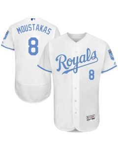 Royals #8 Mike Moustakas White Flexbase Authentic Collection 2016 Father's Day Stitched MLB Jersey