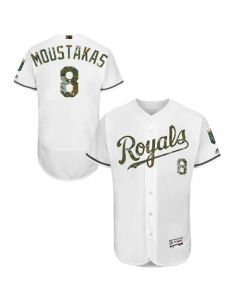 Royals #8 Mike Moustakas White Flexbase Authentic Collection 2016 Memorial Day Stitched MLB Jersey