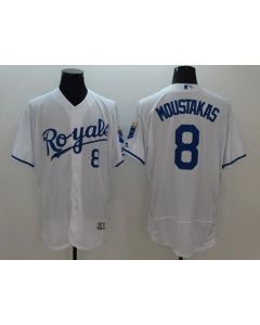 Royals #8 Mike Moustakas White Flexbase Authentic Collection Stitched MLB Jersey