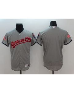 Royals Blank Grey Fashion Stars & Stripes Flexbase Authentic Stitched MLB Jersey