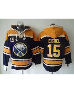 Sabres #15 Jack Eichel Navy Blue Sawyer Hooded Sweatshirt Stitched NHL Jersey