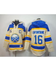 Sabres #16 Pat Lafontaine Cream Sawyer Hooded Sweatshirt Stitched NHL Jersey
