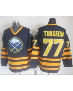 Sabres #77 Pierre Turgeon Navy Blue CCM Throwback Stitched NHL Jersey