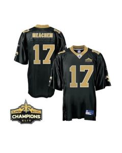 Saints #17 Robert Meachem Black Super Bowl XLIV 44 Champions Stitched Youth NFL Jersey
