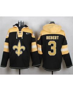 Saints #3 Bobby Hebert Black Player Pullover NFL Hoodie