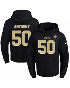 Saints #50 Stephone Anthony Black Name & Number Pullover NFL Hoodie